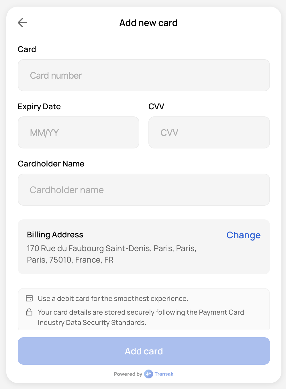 Payment Screen